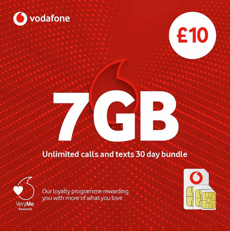 VODAFONE 7GB Pay As You Go SIM Card