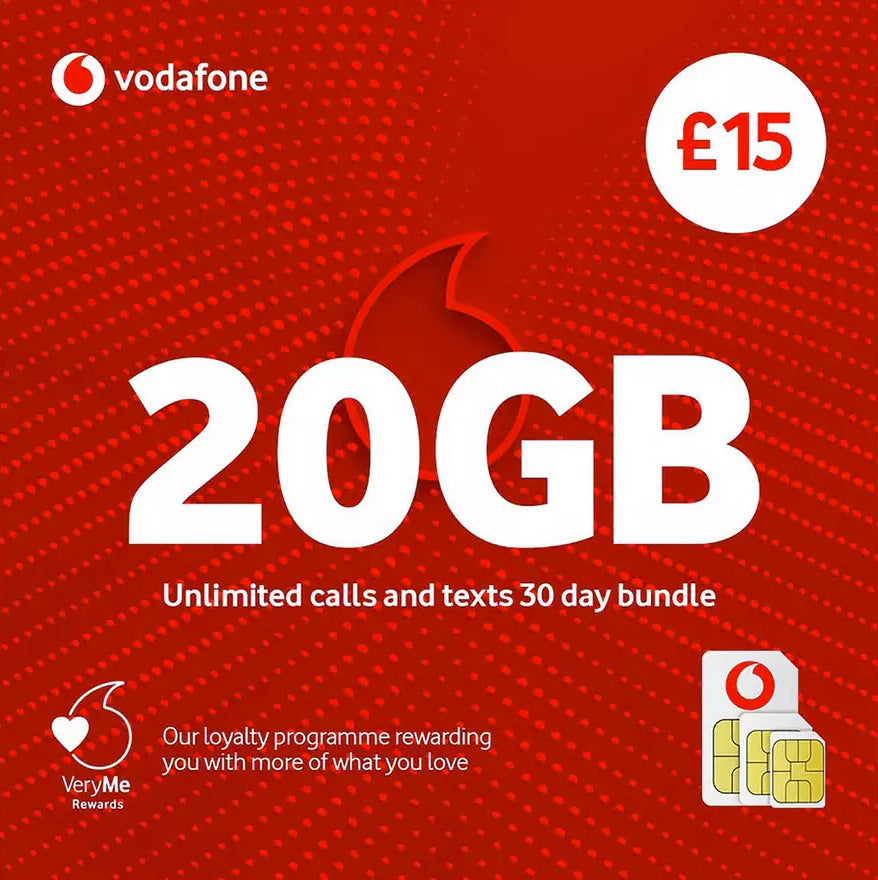 VODAFONE 20GB Pay As You Go SIM Card